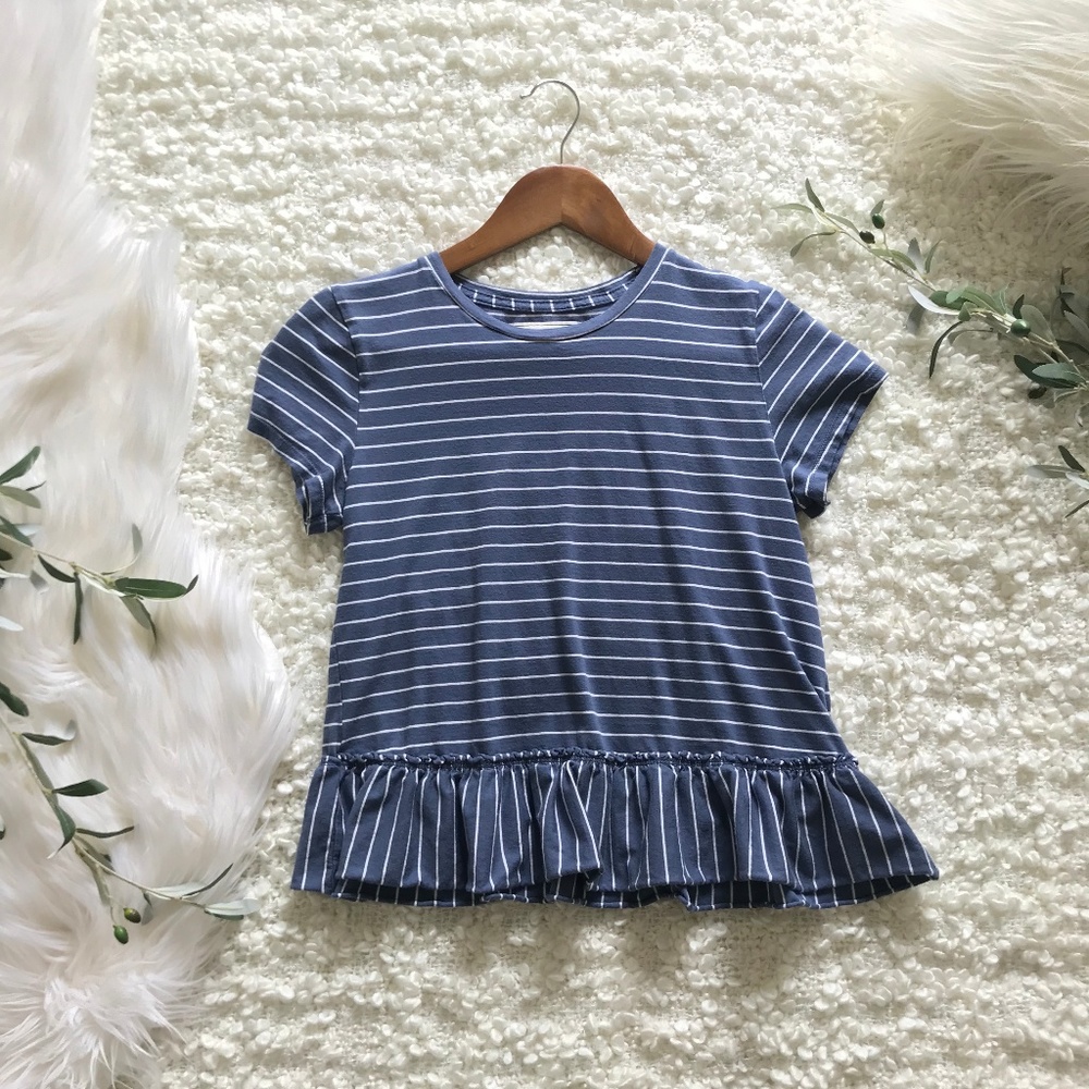 Abercrombie & Fitch XS Blue Stripe Peplum Top